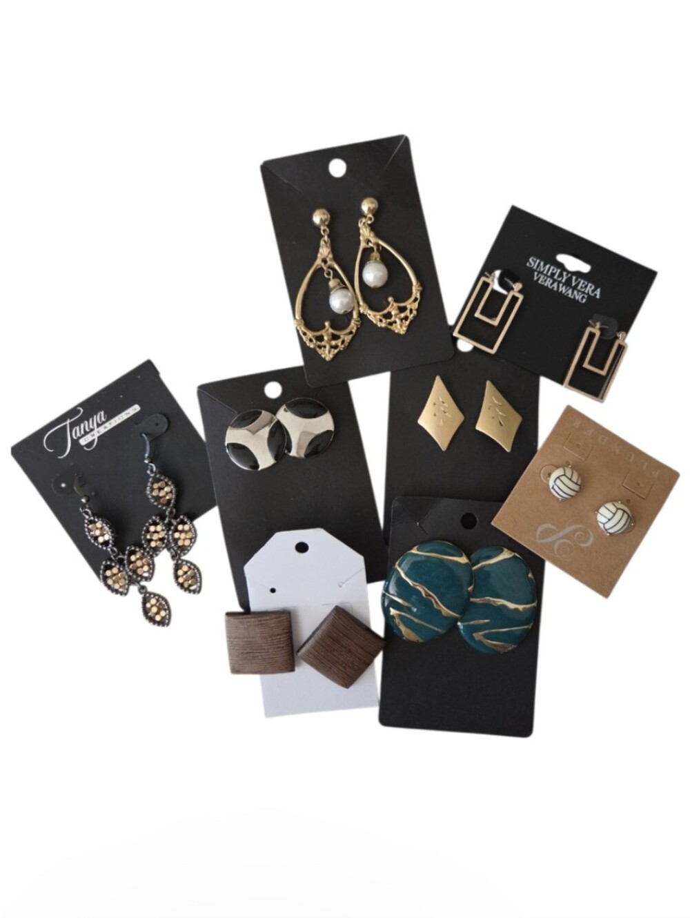 ​8 pair earrings lot simply vera wang plunder tanya creations retro modern studs